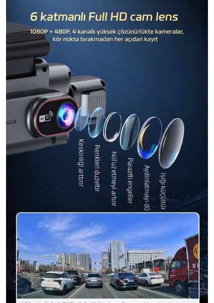 360° WiFi Quad Araç Kamerası