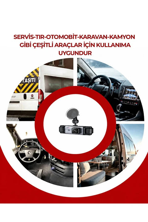 4 Lensli Full Hd 1080P 3.18" Ekran Araç İçi Kamera 4 Kamera Ayarlanabilir Açı Hareket Algılama