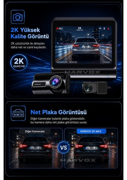 Araç Içi Kamera 2k Hd Görüntü Wifi Gps Özellikli Sim Kart Destekli 24 Saat Çalışma Gece Görüşlü G-Sensör Araç Kamerası