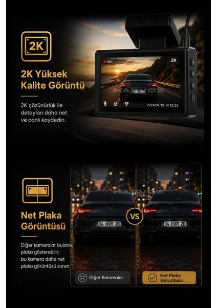 Araç Içi Kamera 2k Hd Görüntü Araç Kamerası