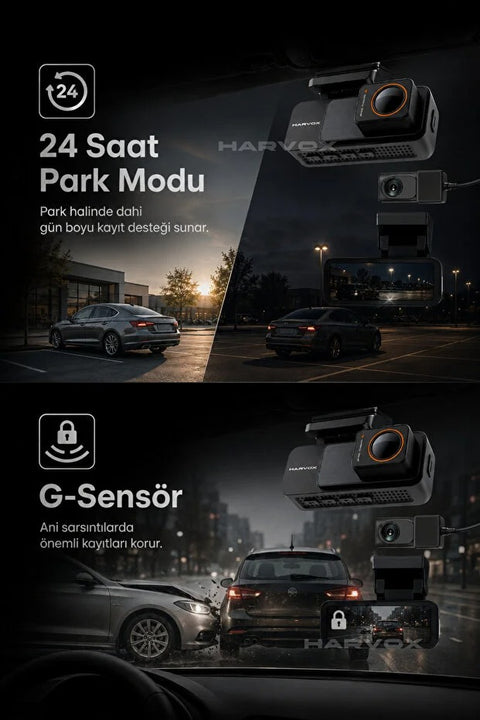 Araç İçi Kamera 4K HD Görüntü WiFi GPS ADAS Özellikli Yapay Zekalı 24 Saat Çalışma Gece Görüşlü G-Sensör