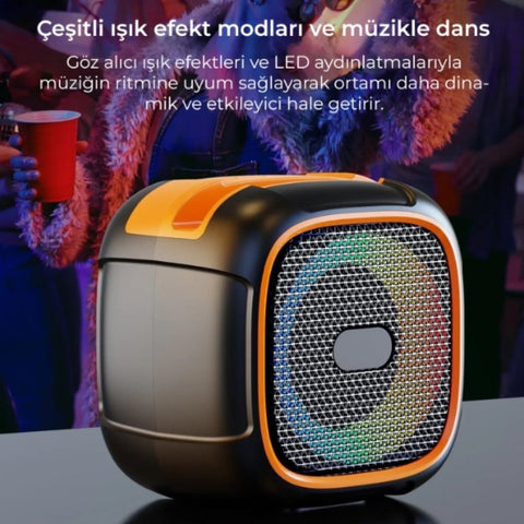 Bluetooth Hoparlör RGB Işıklı Taşınabilir Kablosuz Hoparlör USB TF Kart Destekli