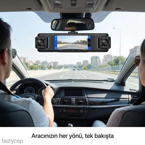 4 Lensli Full Hd 1080P 3.18" Ekran Araç İçi Kamera 4 Kamera Ayarlanabilir Açı Hareket Algılama