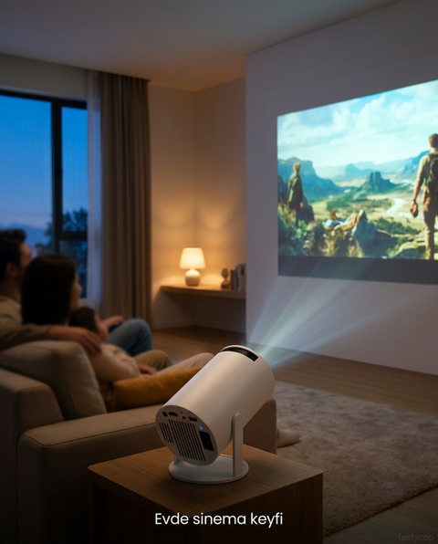 HY300 Mini Projeksiyon 4K Destekli – Android WiFi Bluetooth