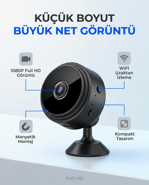 Blue Inter Mini Kamera 1080P HD WiFi (Gizli, Miknatisli)