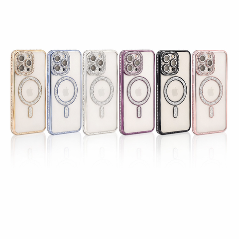 Diamond MagSafe Taşlı Şeffaf iPhone Kılıfı | Kamera Korumalı