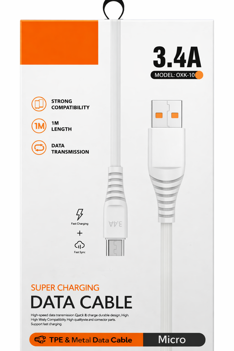 3.4A Hızlı Şarj Micro USB Data Kablosu (1 Metre)