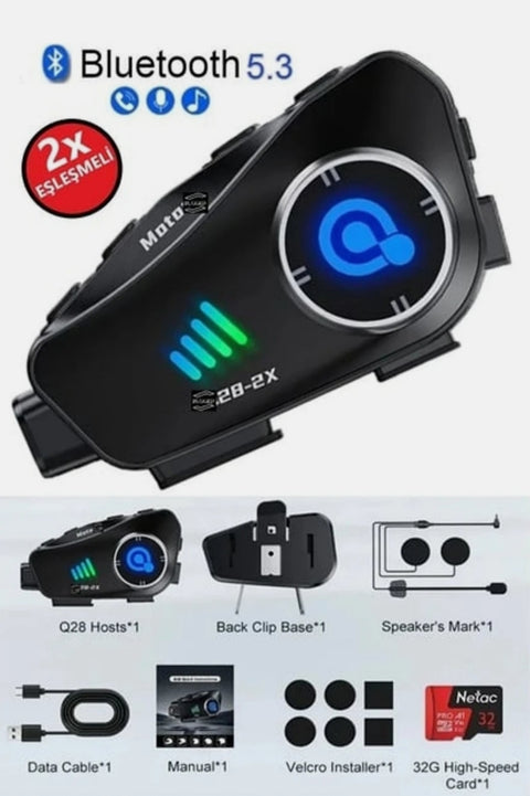 Q28 2X Motosiklet İnterkom (Çift Set)