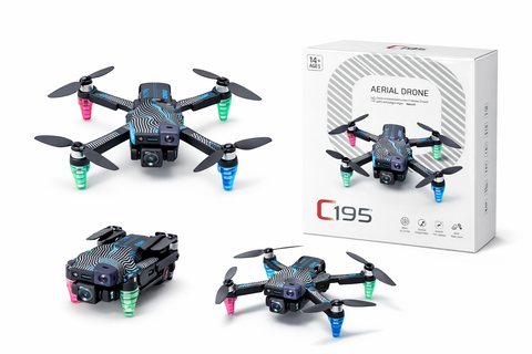C195 Katlanabilir Drone | HD Kamera + LED Işık + Kolay Kullanım