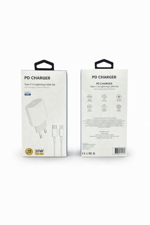 20W PD Hızlı Şarj Adaptörü + Type-C to Lightning Kablo Seti