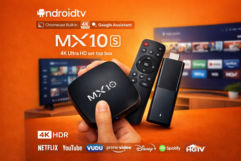 MX10S Android TV Box 4K Ultra HD – Android TV Smart Box, Chromecast Built-in, Google Assistant Destekli Medya Oynatıcı