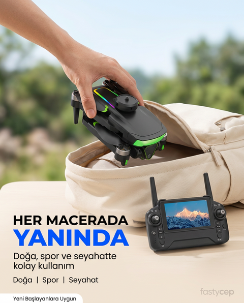 Fırçasız Motorlu Katlanabilir Kamera Drone 480P Çift Kamera, WiFi FPV, 360° Engel Algılama, 2 Batarya