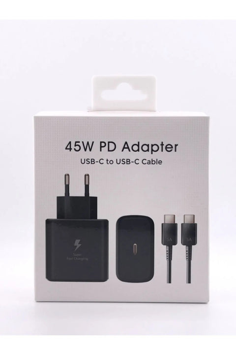 Samsung Galaxy S23 Ultra Uyumlu 45 Watt Hızlı Şarji Aleti - Usb-c Adaptör Ve Kablo - Siyah