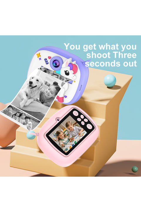 Sevimli Unicorn ve Dinozor Seçenekli Çocuk Kamerası – Anında Baskı Mini Fotoğraf Makinesi Kabartmalı