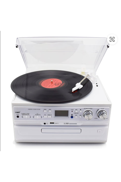 KN-140 Bluetooth CD USB BT MP3 Radyo Müzik Seti Retro Speaker Hoparlör 33-45-78 Plak Pikap Çalar