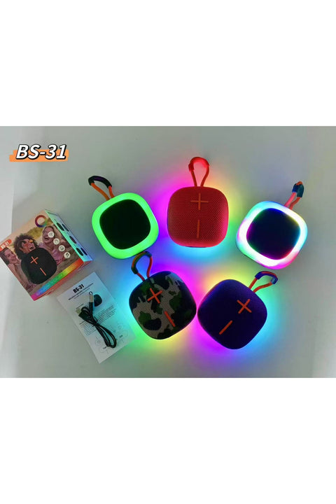 Mini Taşınabilir Bluetooth Hoparlör | RGB LED Işıklı | Dahili Mikrofonlu | Güçlü Ses Performansı