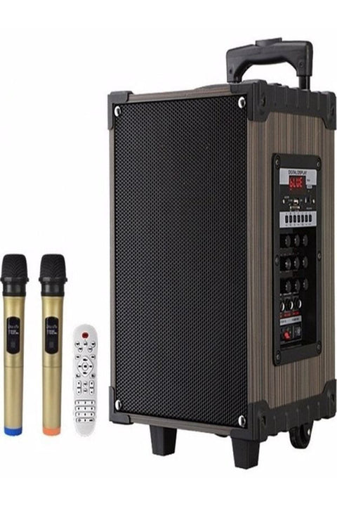 Lt-910 Şarjlı Kumandalı Çift Mikrofonlu Hoparlör Karaoke Sistemi 80 Watt Taşınabilir Amfi Hoparlör