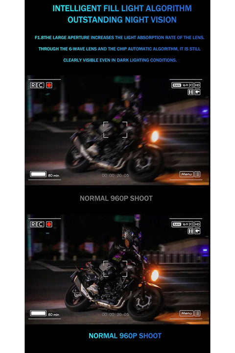 Intercom Kameralı Motosiklet Bluetooth Kask Kulaklık Ses Kontrolü 1080p Video Kayıt Videolu Interkom