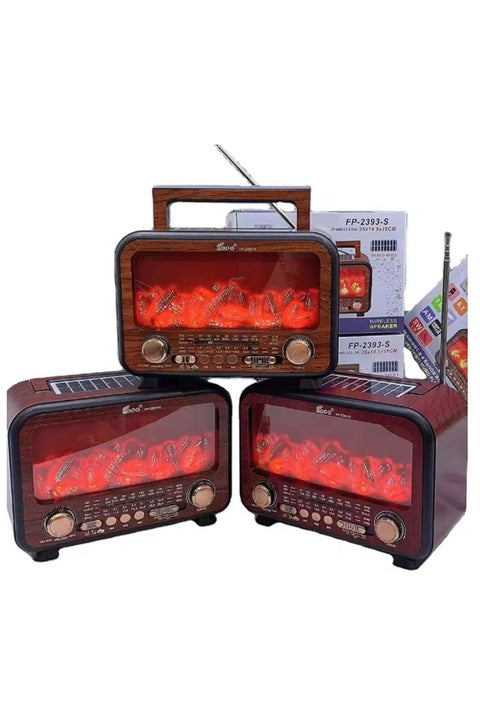 FP-2393-S USB/SD/FM/BLUETOOTH ALEVLİ GÜNEŞ ENERJİLİ NOSTALJİ GÜÇLÜ SİNYAL MÜZİK KUTUSU