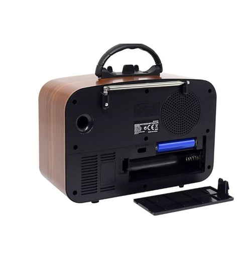 Nostajik Şömine Efektli Ahşap Şarjlı 3 Dalga Radyo Telefon Tutucu,Bluetooth,TF Kart-903
